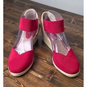 Lauren Ralph Lauren Sz. 7.5 Charla Red Wedge Espadrilles Shoes Sandals